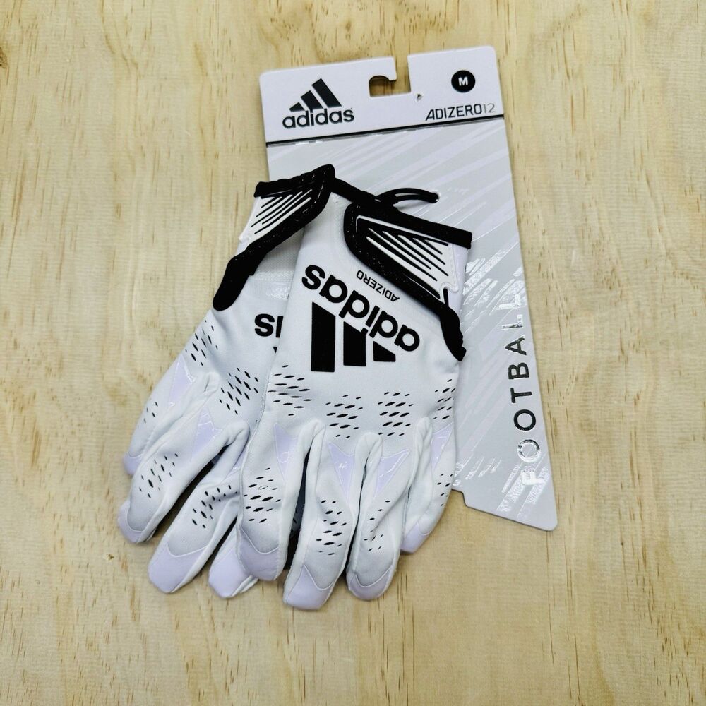 NEW Adidas Adizero 12 Football Gloves White Black Size MD AF1531-110